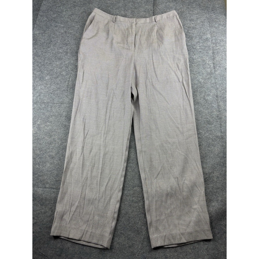 VTG 90s Norton McNaughton Check Brown White Trouser Wide Leg Dress Pant Women 16